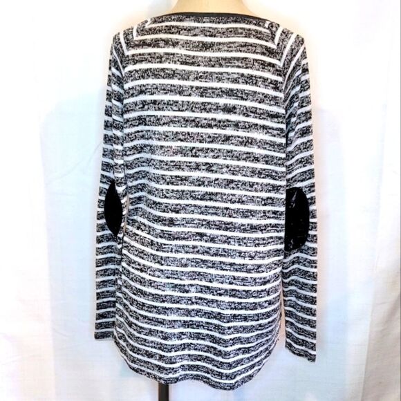 Cato Striped Long Sleeve Elbow Patches Knit Sweater Size Small - Picture 2 of 7